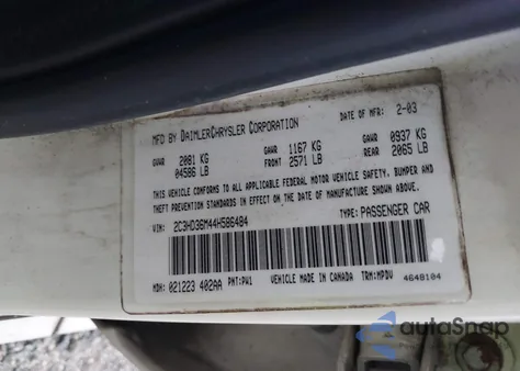 2004 Chrysler Concorde Lxi z USA, uszkodzony, nr VIN 2C3HD36M44H586484